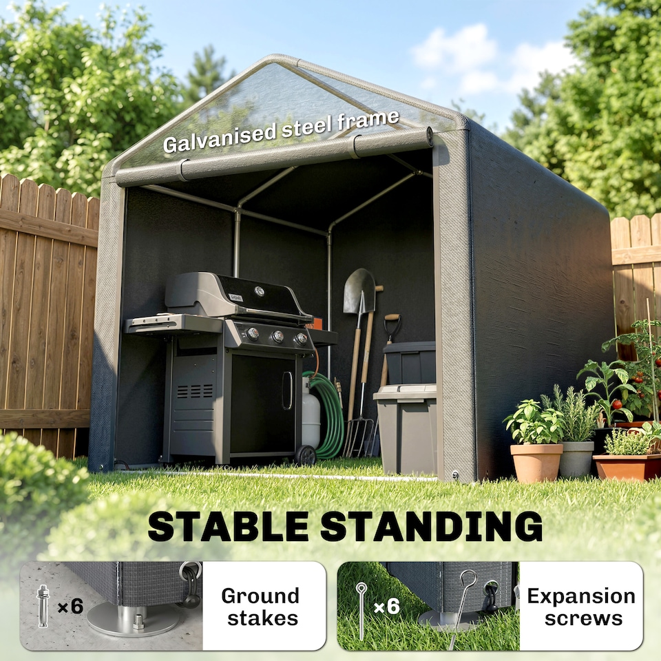 image 1 of Outsunny 1.6 x 2.2m Garden Storage Shed Portable Shed Tent, Dark Grey | Grey | 1