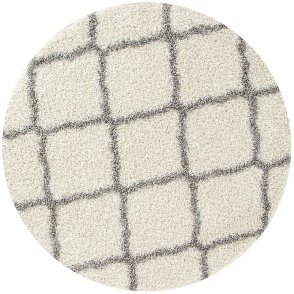 image 1 of THE RUGS Shaggy Rug – Modern Moroccan Design Rugs for Living Room, Bedroom, Hallway, 3 cm Thick Area Rugs, (Moroccan Ivory/Grey, 80x150cm)