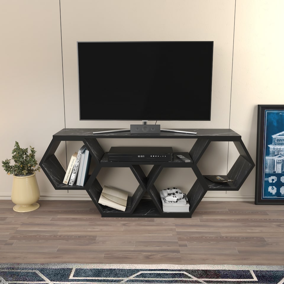 image 1 of Decorotika Honey TV Stand TV Unit for TVs up to 55 inch Honeycomb Design