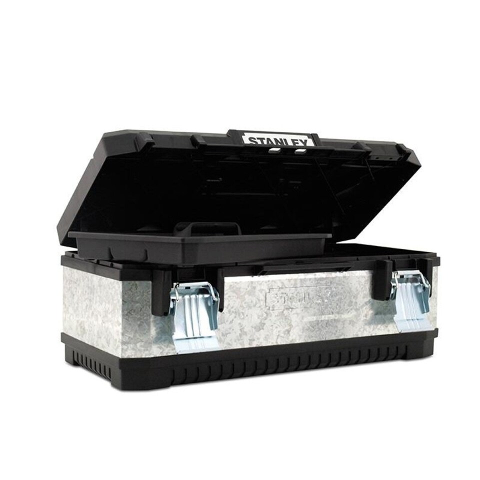 image 1 of Stanley Hand Tools Galvanised Metal Toolbox - Galvanised - 50cm (20in) Grey
