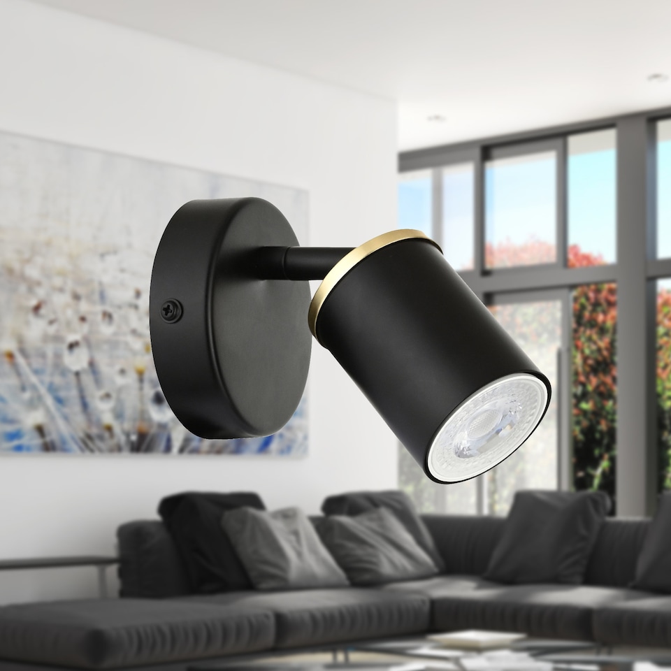 image 1 of Set of 2 Larbert - Black Adjustable Wall or Ceiling Spotlight