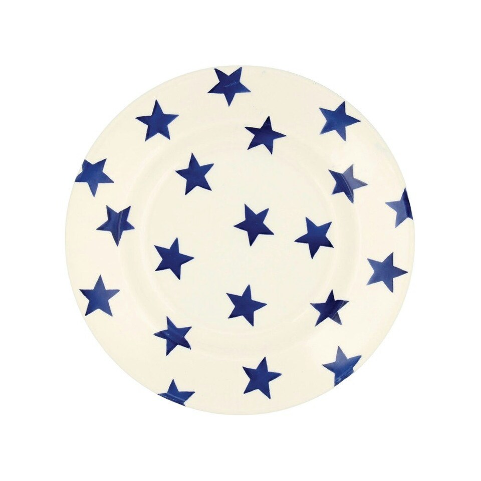 image 1 of Breakfast/Salad Plate: 1 x 21.5cm Emma Bridgewater Breakfast Plate Blue Star, Ceramic White
