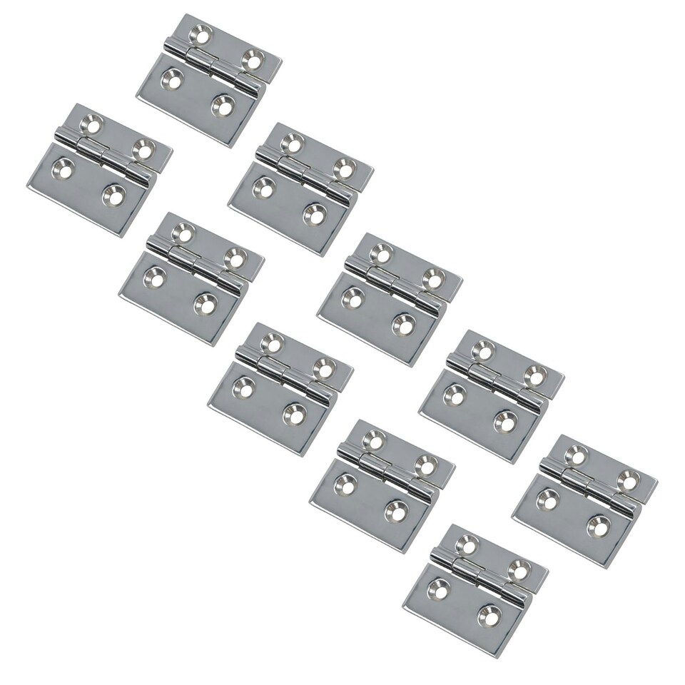 image 1 of Polished Door Hinge 10 Pack Stainless Steel 61mm x 51mm 316 Marine Cabin Hatch Silver