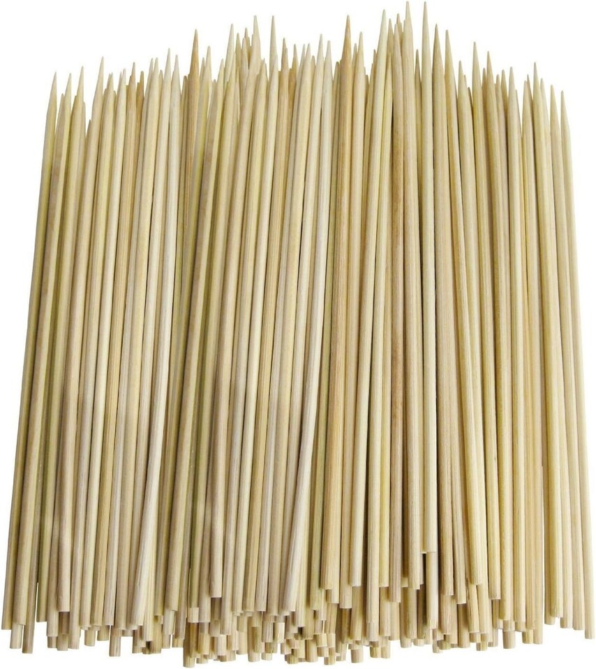 image 1 of 300 Bamboo BBQ Skewers 15cm - Wooden Kebab Sticks for BBQ, Party, Fruit & Chocolate Fountain, Natural & Strong