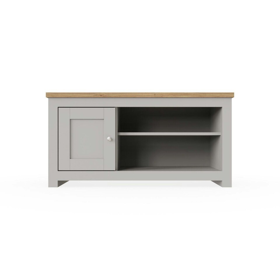image 1 of Lisbon TV Unit 1 Door Shelf Grey & Oak