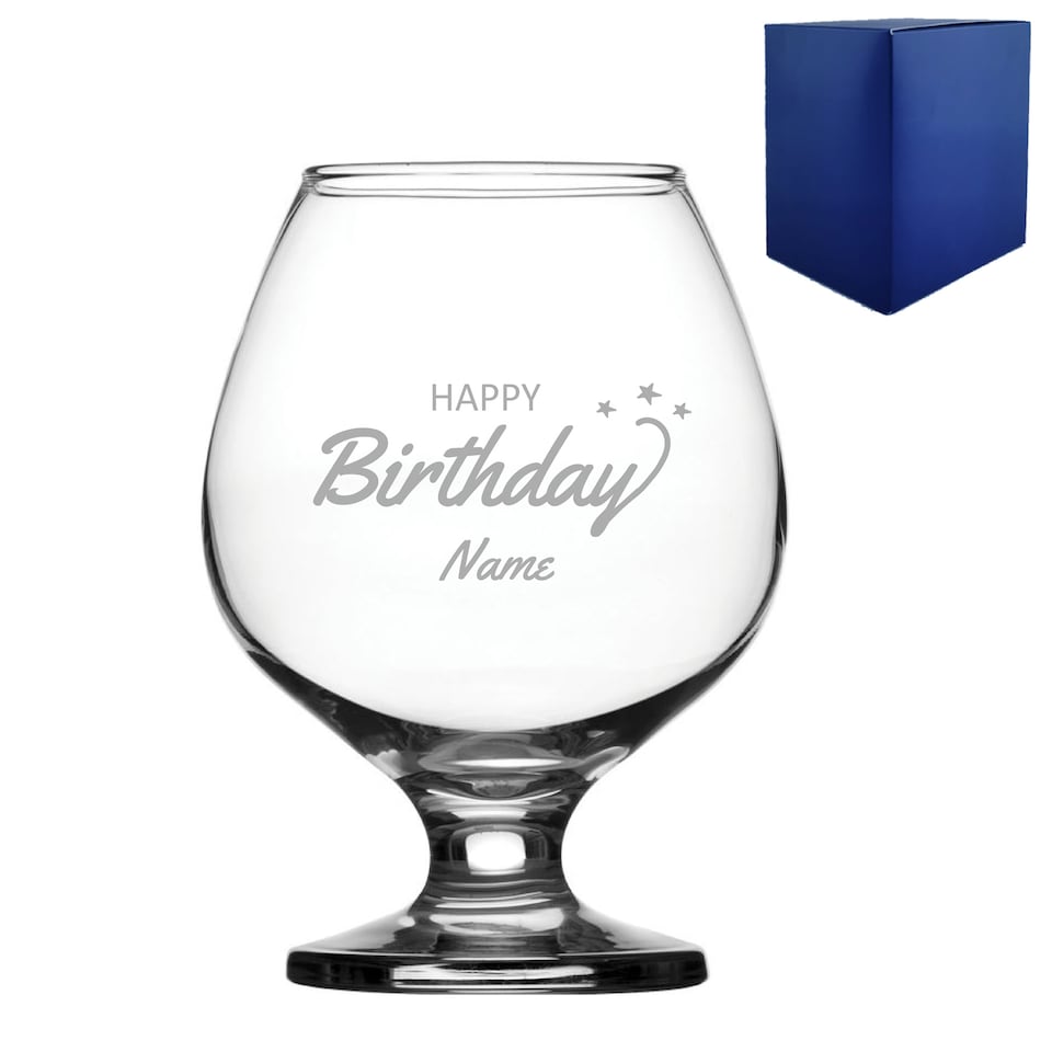 image 1 of Personalised Engraved Birthday Bistro Brandy Glass Birthday Gift