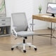 image 2 of Vinsetto Mesh Office Chair, Desk Chair with Lumbar Support, Flip-up Armrest, Swivel Wheels, Adjustable Height, Grey