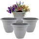 image 1 of 4x Grey Round Bell Plant Pot 45cm Plastic Bell Planter Patio Flowerpot