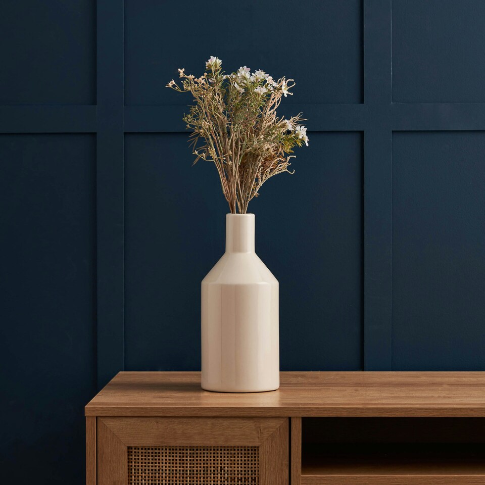 image 1 of BHS Bottle Ceramic Vase | Cream | Cream | 1