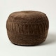 image 1 of Homescapes Sofia Pleated Velvet Chocolate Brown Pouffe