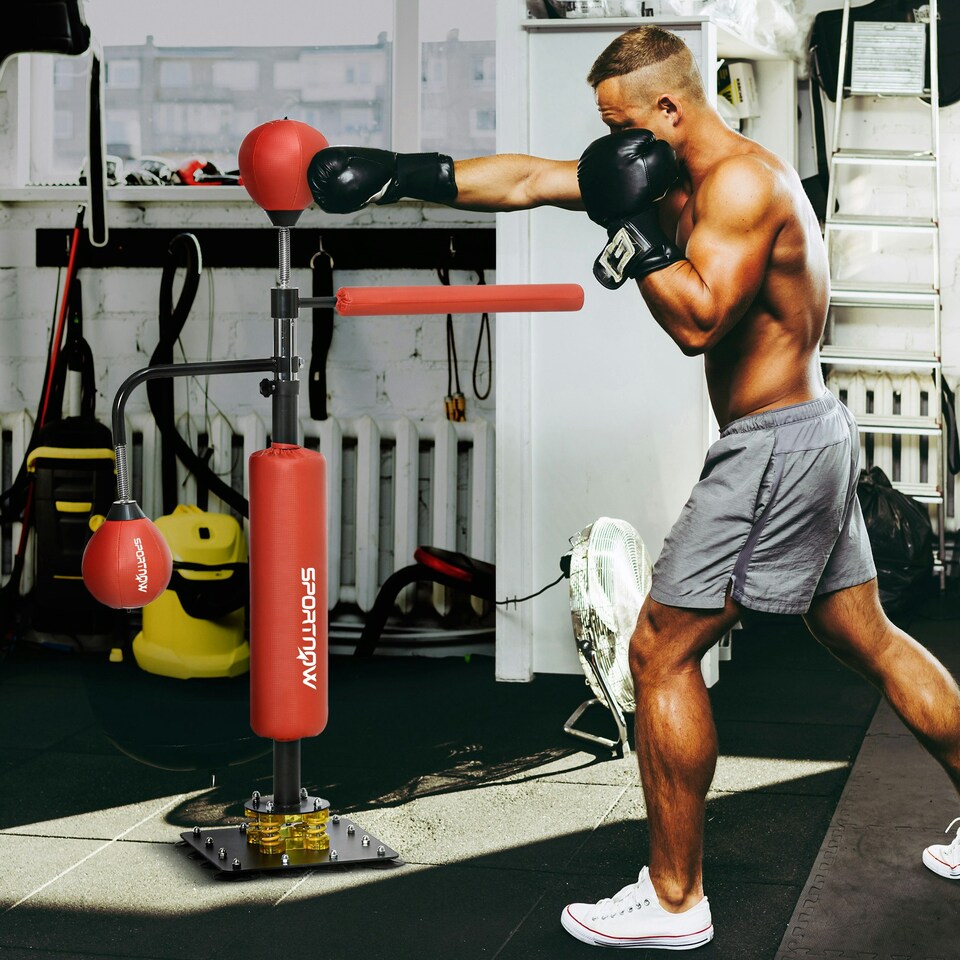 image 1 of SPORTNOW Boxing Bag, Freestanding Punching Bag with Reflex Bar, Speed Balls Black