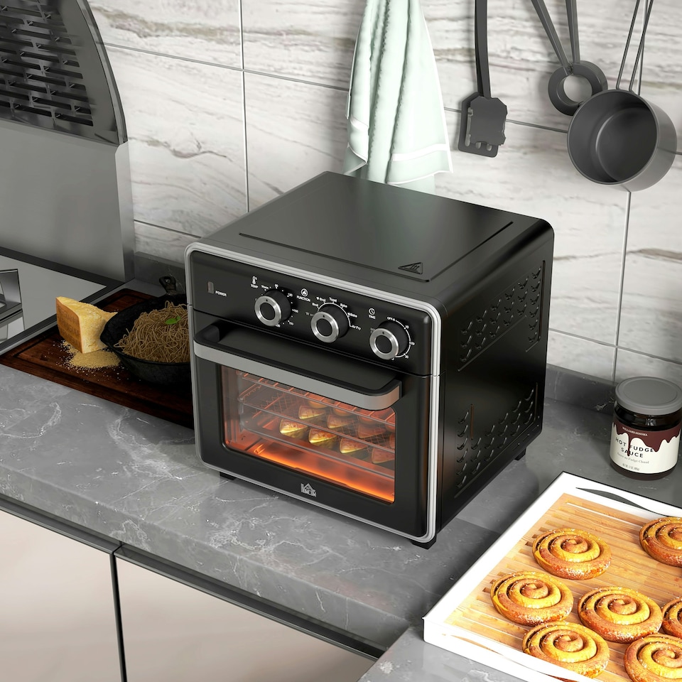 image 1 of HOMCOM Air Fryer Oven 20L Mini Oven Countertop Convection Oven 1400W Black
