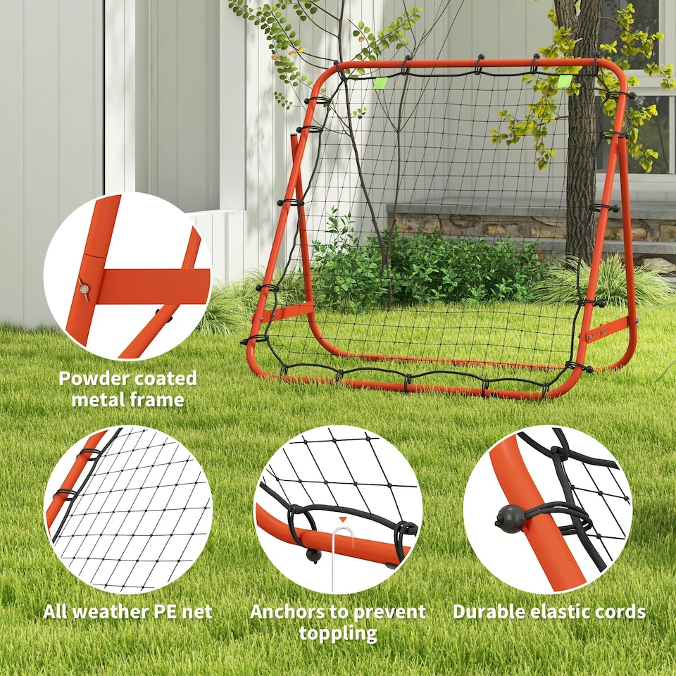 image 1 of HOMCOM Rebounder Net Kids Adults Football Training Aid Adjustable Red