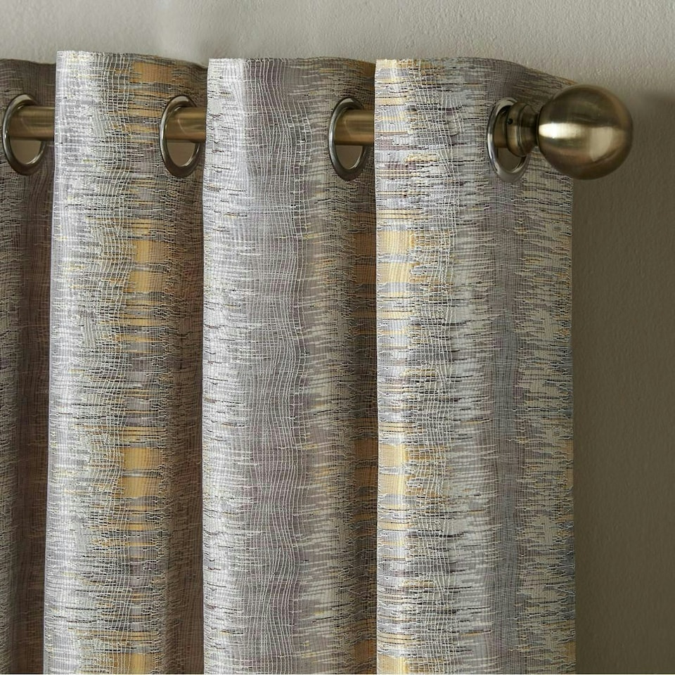 image 1 of Reflect Ring Top Lined Curtains - 117cm x 183cm - Ochre/Silver