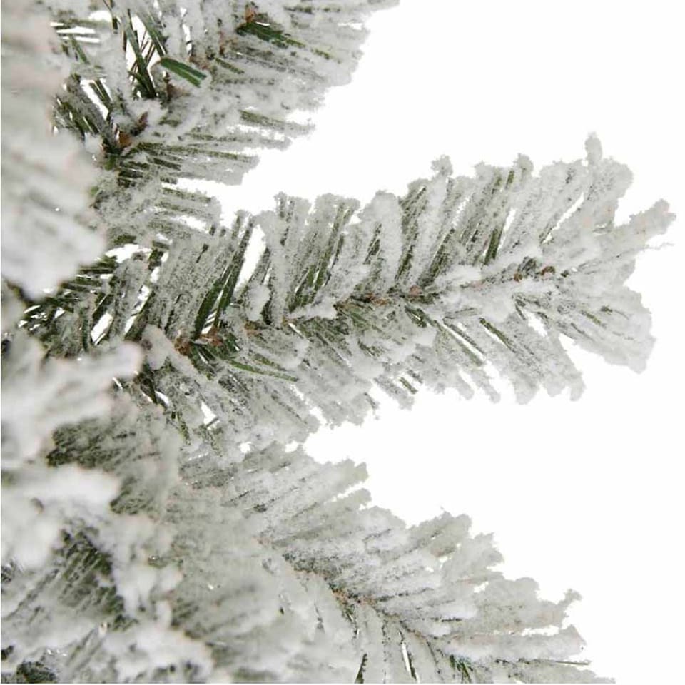 image 1 of Neo 7-Foot Half Slim Xmas Snow Flocked Christmas Tree | Green | Dark Green