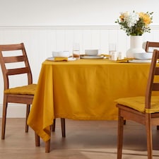 Homescapes Mustard Yellow Tablecloth - 178 x 300 cm Yellow