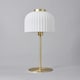 image 4 of BHS Binita Glass Ribbed Table Lamp, Opal & Brass