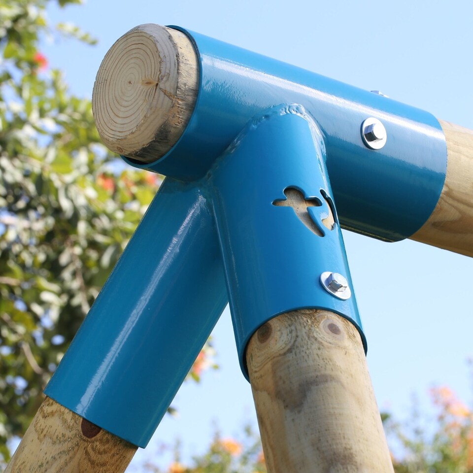 image 1 of TP Knightswood Triple Wooden Swing & 8ft Slide Set