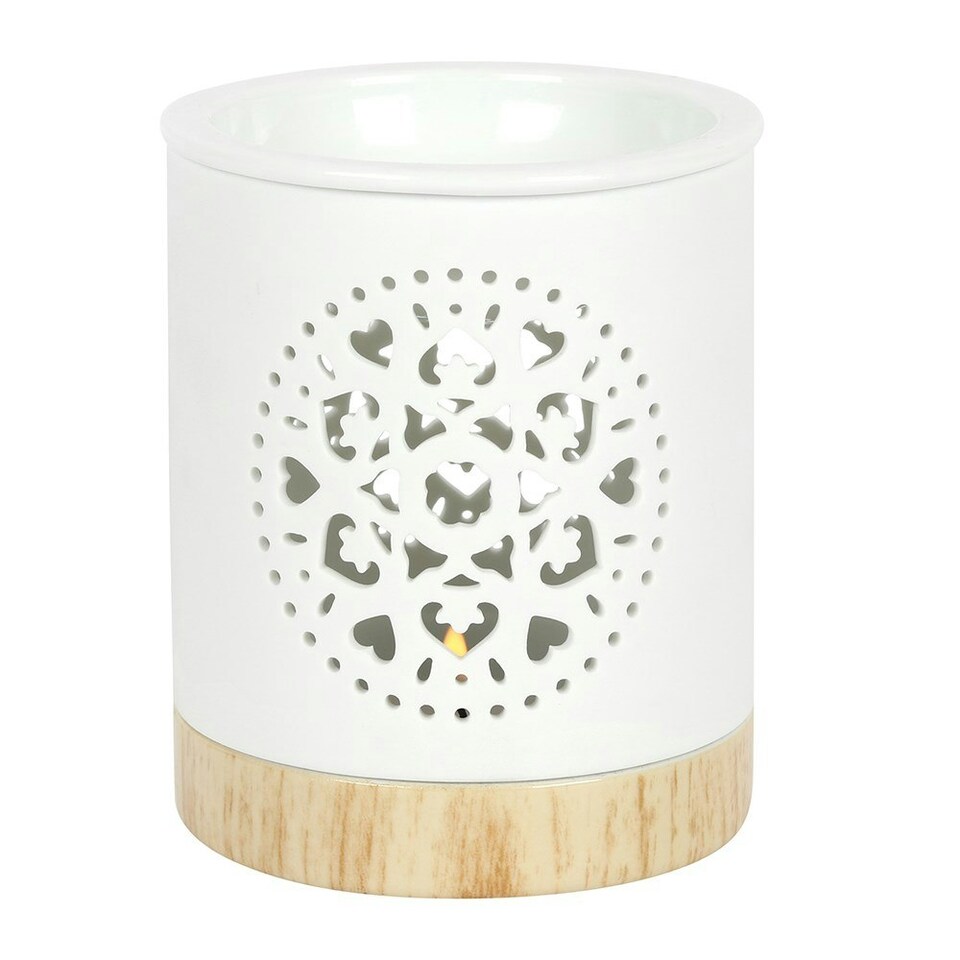 image 1 of Mandala Cut Out Oil Burner - White