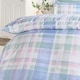image 4 of OHS Watercolour Check Reversible Microfibre Duvet Cover Bedding Set | Blue | Double