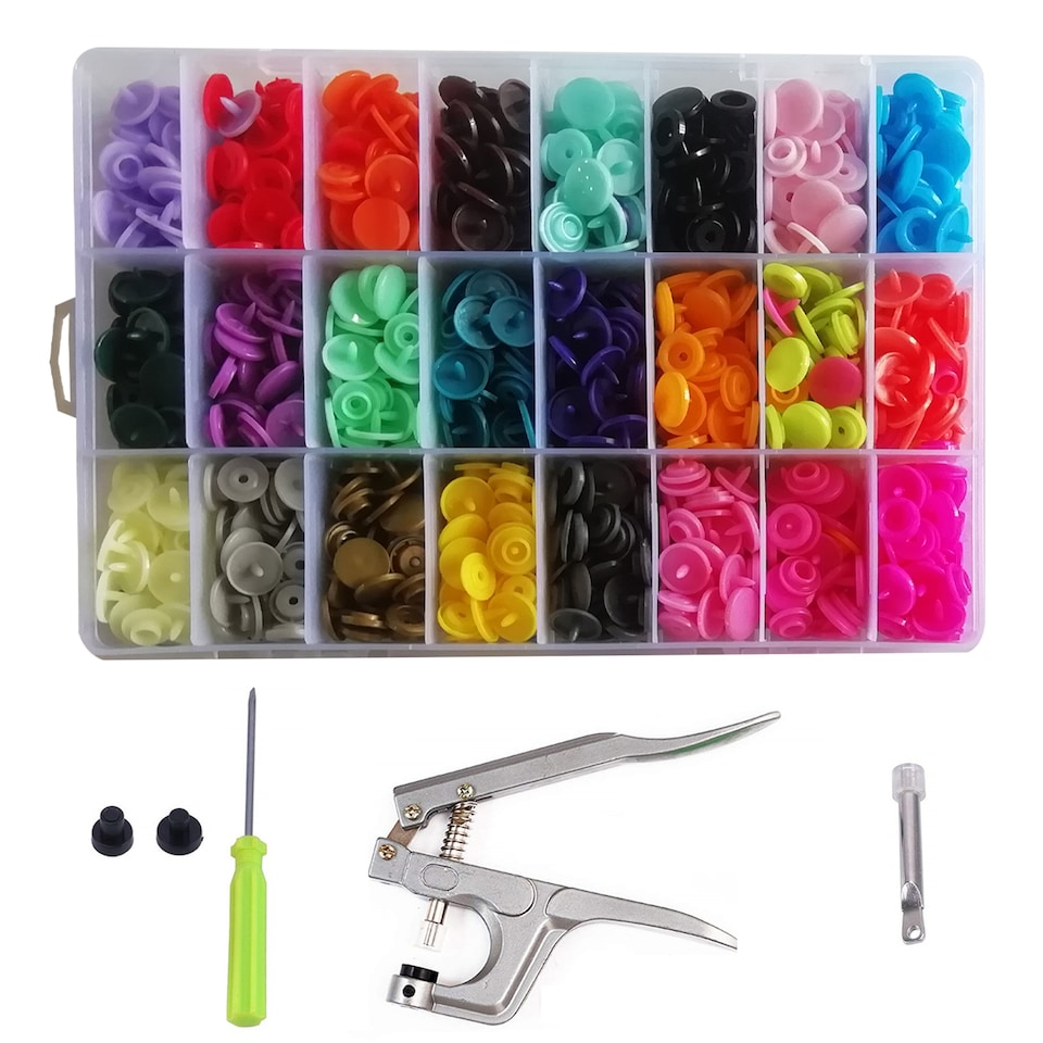 image 1 of 360 Sets T5 Plastic Snaps Set with Press Pliers - 24 Colours