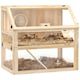 image 1 of PawHut Wooden Hamster Cage, 3 Tier Gerbil Cage with Detachable 31cm Deep Bottom, Hut, Seesaw, Exercise Wheel, Ramps, Natural Wood Finish