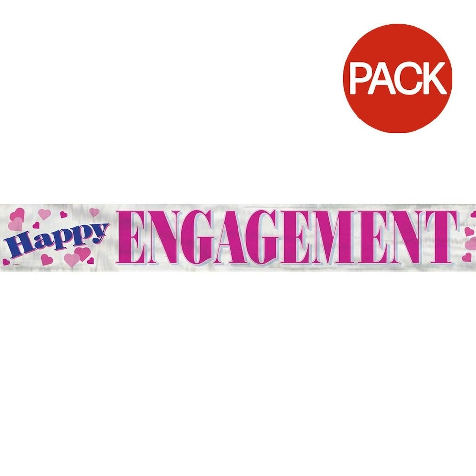 Unique Party Happy Engagement Banner (Pack of 3) - White/Blue/Pink - One Size