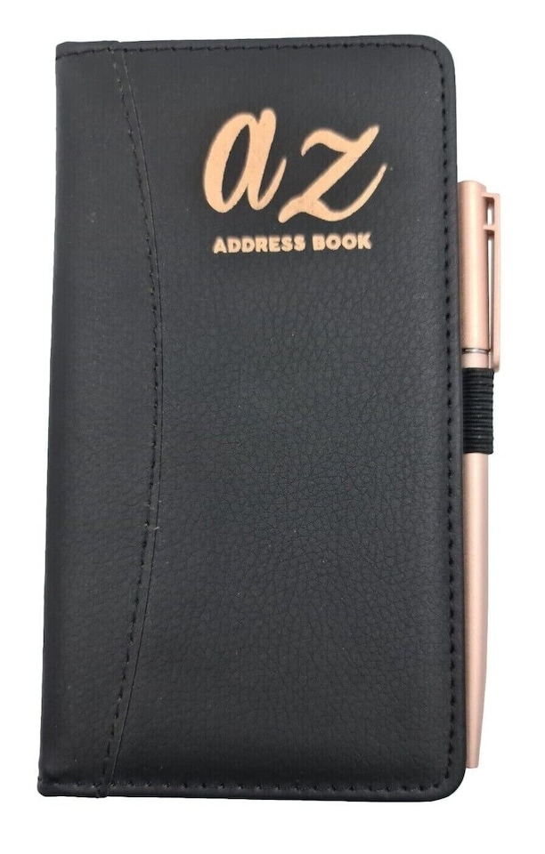 image 1 of Slim Black Address Book & Pen
