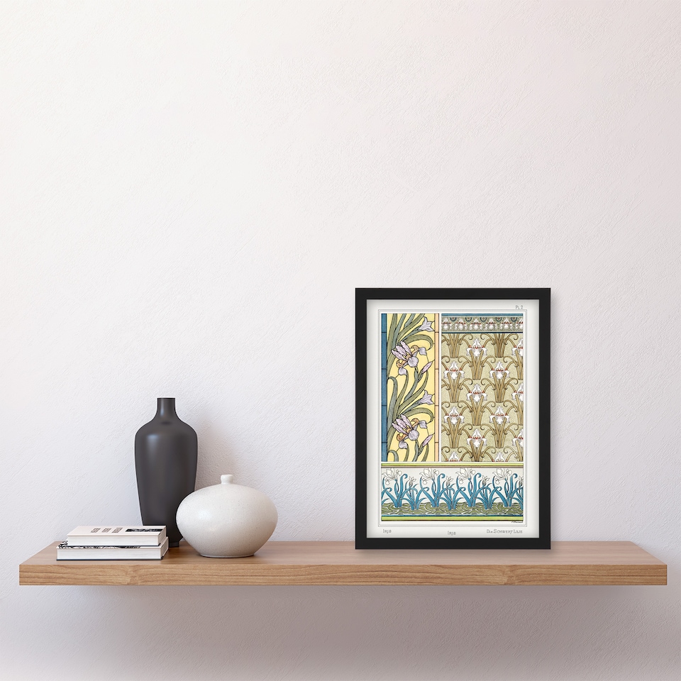 image 1 of Maurice Pillard Verneuil Framed Wall Art Print Iris Floral Patterns Home Décor