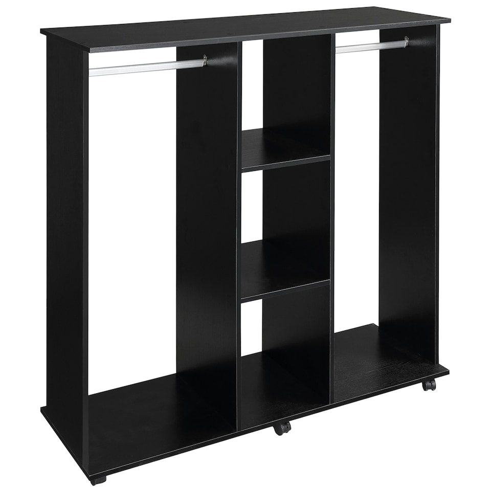 image 1 of HOMCOM Mobile Double Open Wardrobe w/ Clothes Hanging Rail