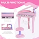 image 4 of HOMCOM 37 Key Musical Mini Piano Electrionic Keyboard Microphone Stool Pink | Pink