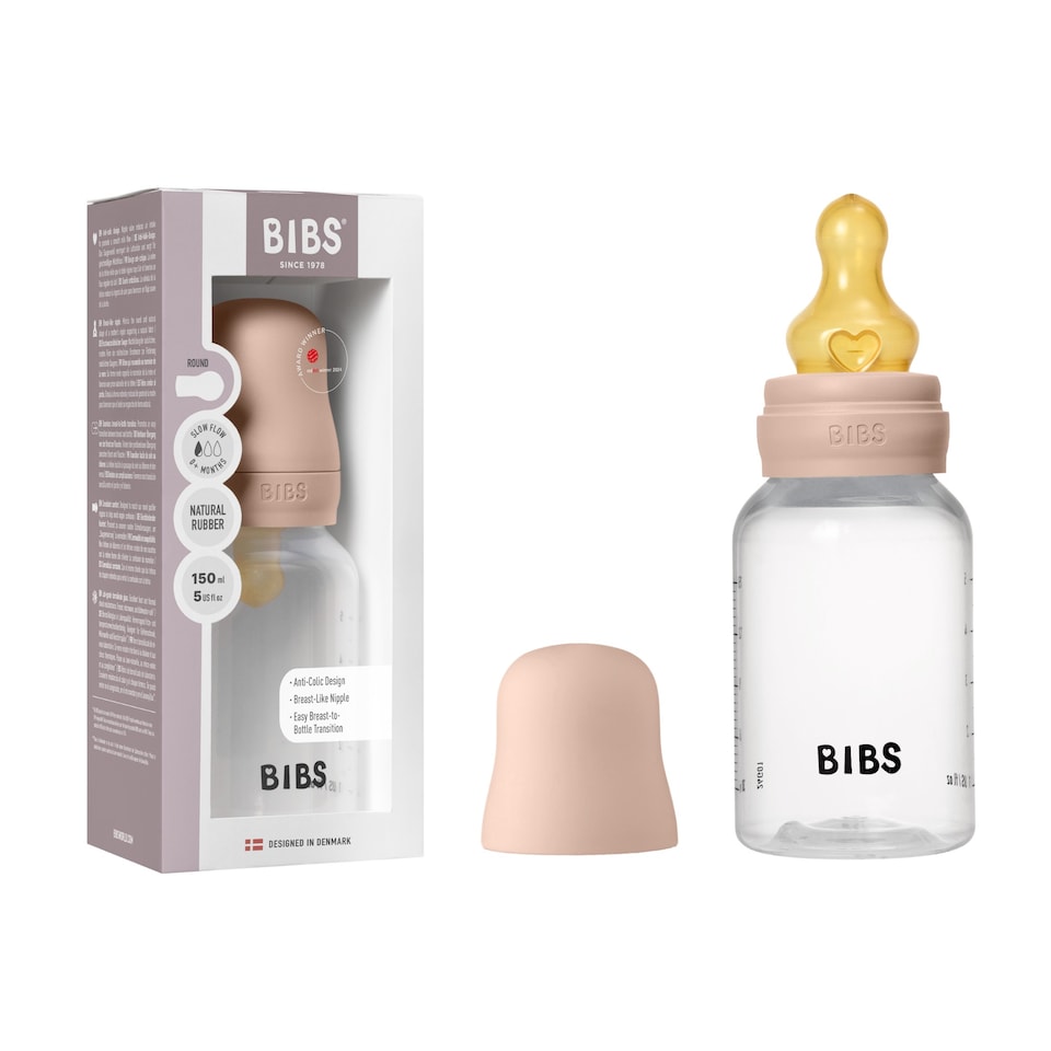 image 1 of BIBS BPA-Free PP 150ml Baby Bottle Latex 1 Pack Slow Flow Blush | Pink | M