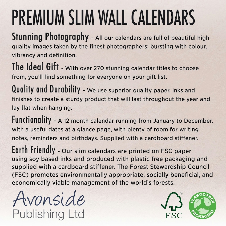 image 1 of Golden Retriever Slim 2026 Calendar | Slimline Wall Calendar | Dog Breed Gift | Plastic Free Packaging |Avonside Publishing Ltd