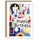 image 1 of Modern Abstract Party Hat Candles Fun Shapes Him Birthday Card