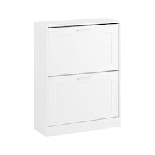 SoBuy Narrow 2 Flip-Door Shoe Cabinet, White, 23.6x9.8x31.5 inches, 12.22 kg - FSR137-W