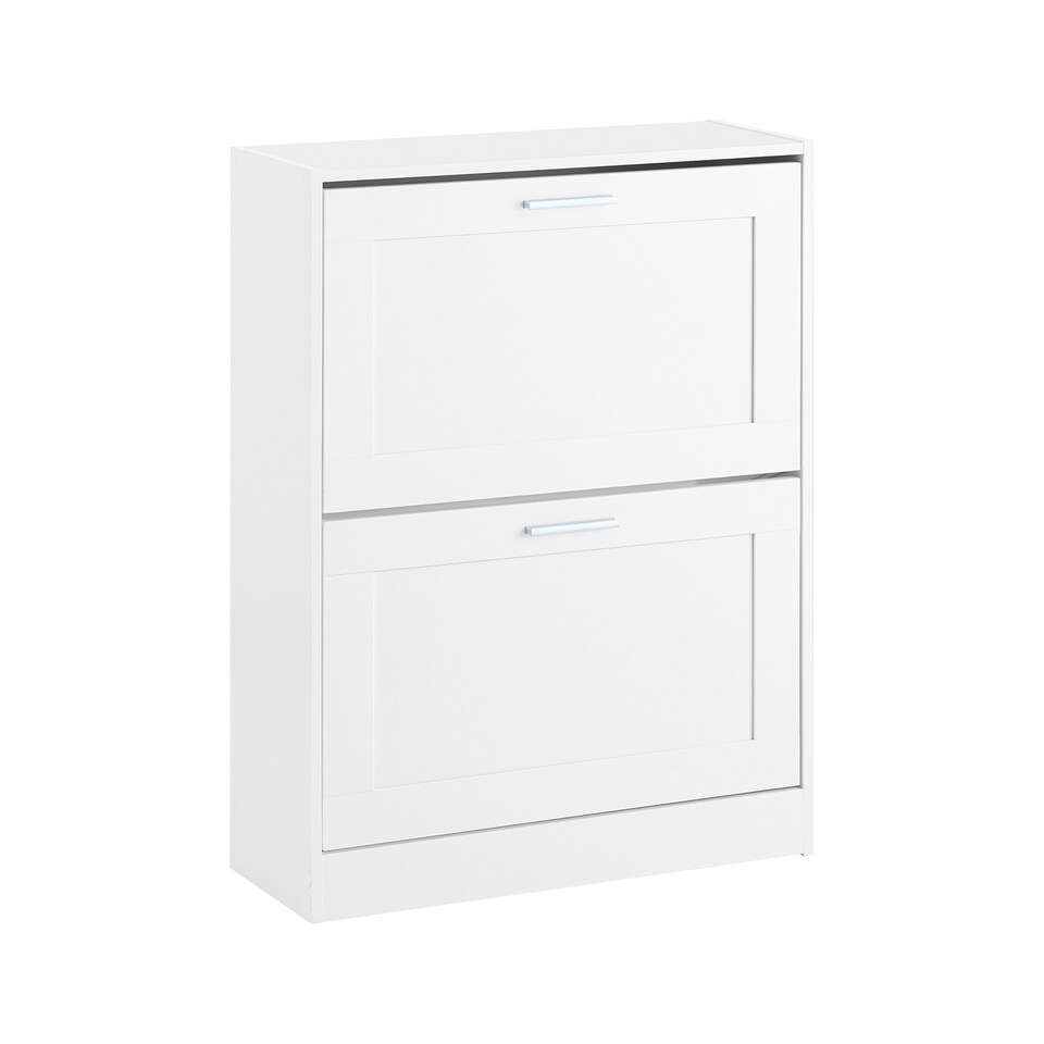 image 1 of SoBuy Narrow 2 Flip-Door Shoe Cabinet, White, 23.6x9.8x31.5 inches, 12.22 kg - FSR137-W