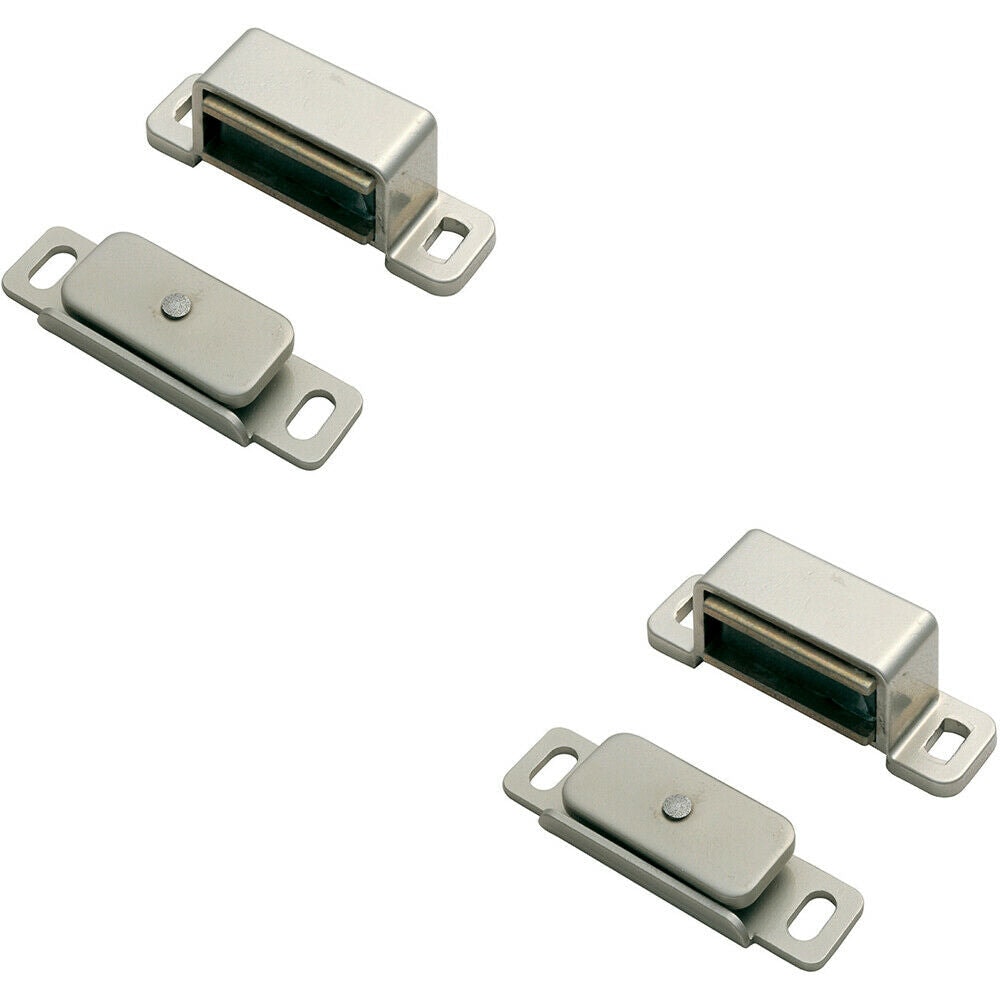 Loops 2x Magnetic Cupboard Door Catch 37mm Fixing Centres 6kg Pull Nickel Plated in Metallics
