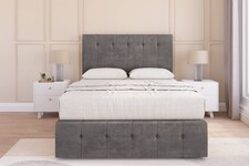 Sloomy Cambridge Slate Naples Divan Bed Base 4 Drawers With 54 Inch Floor Standing Headboard & 12 Inch Matching Footboard | Grey | Slate | Super King | 1