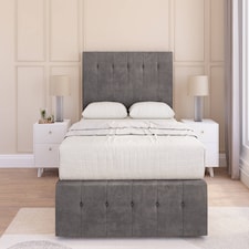 Sloomy Cambridge Slate Naples Divan Bed Base 4 Drawers With 54 Inch Floor Standing Headboard & 12 Inch Matching Footboard | Grey | Slate | Super King | 1