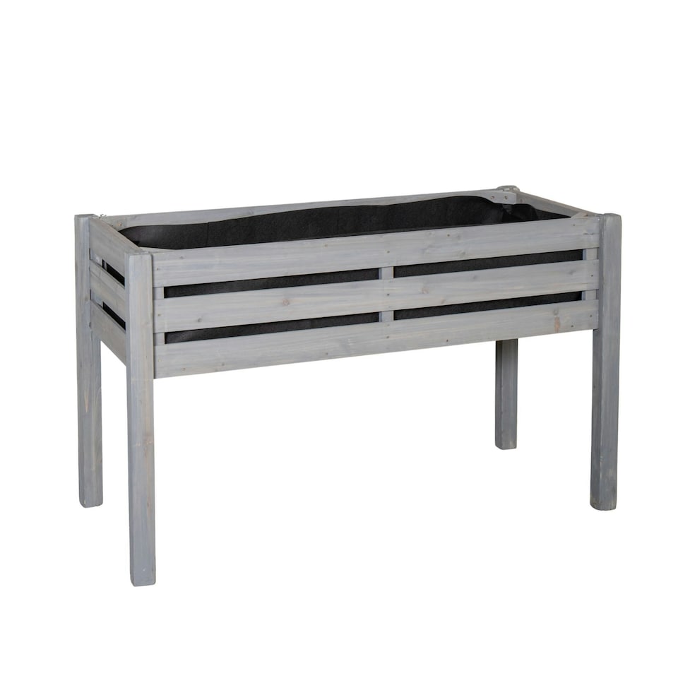 image 1 of 75 x 123cm Samuel Alexander Large Raised Grey Wooden Garden Bed Planter with Slatted Base Grey