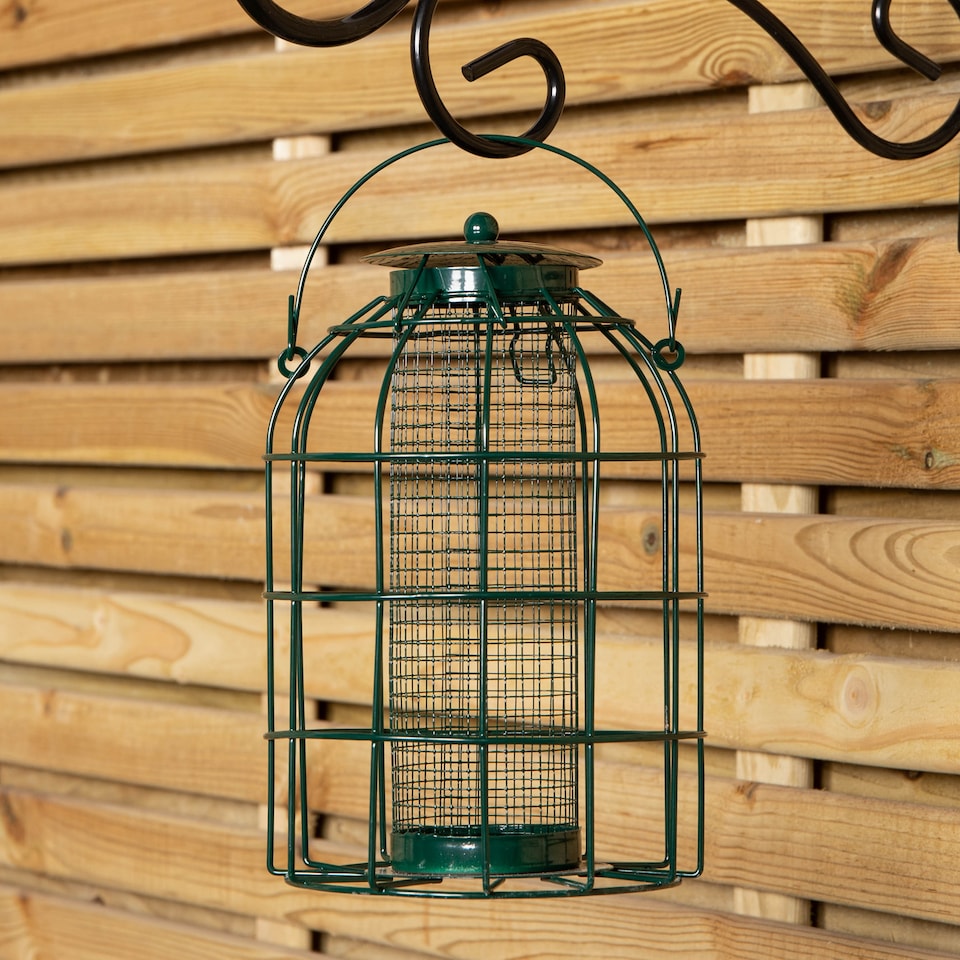 image 1 of Pack of 2 Samuel Alexander Metal Hanging Bird Nut Feeder with Squirrel Guard & Pack of Nut Feed