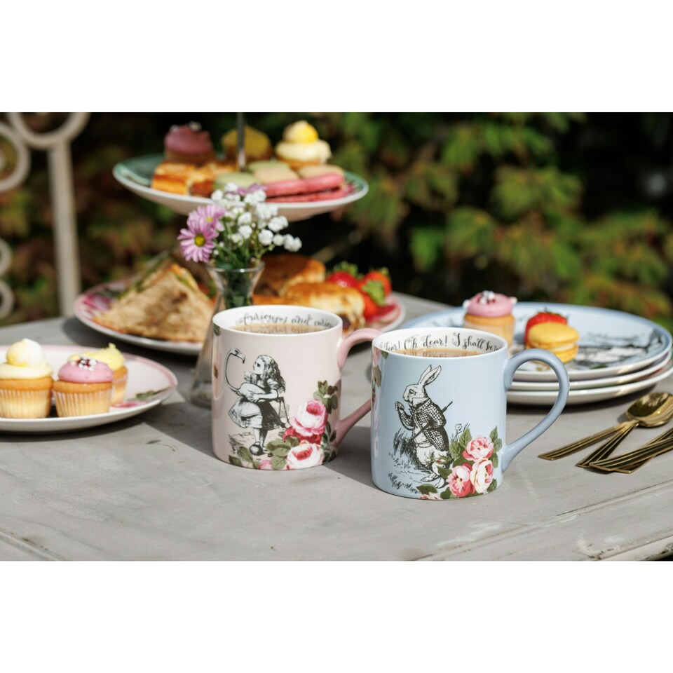 image 1 of Mikasa Alice in Wonderland Mug Set Bone China 380ml Set of 2 | Multi | 2