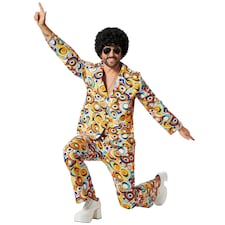 Mens Fancy Dress Costume - 70s Disco, retro circle pattern | Multi | colourful | 2XL | 1