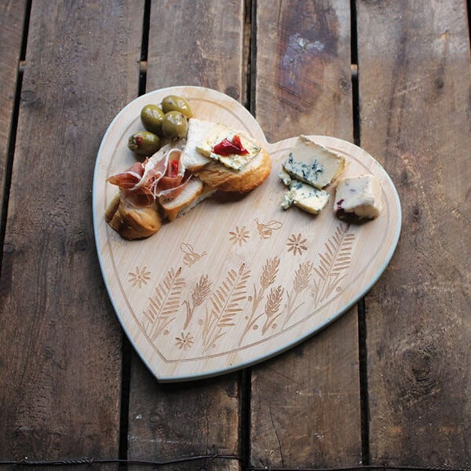 image 1 of Cooksmart Homestead Bamboo Heart Shaped Board