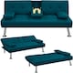 image 2 of Yaheetech Fabric Upholstered Convertible Futon Sofa Bed for Small Spaces