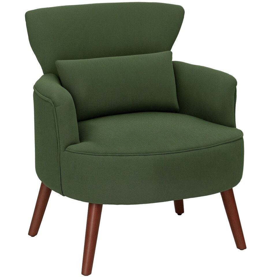 image 1 of HOMCOM Armchair with Padded Seat and Backrest for Living Room, Green Green