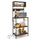 image 1 of COSTWAY Kitchen Bakers Rack Microwave Stand w/Power Outlet