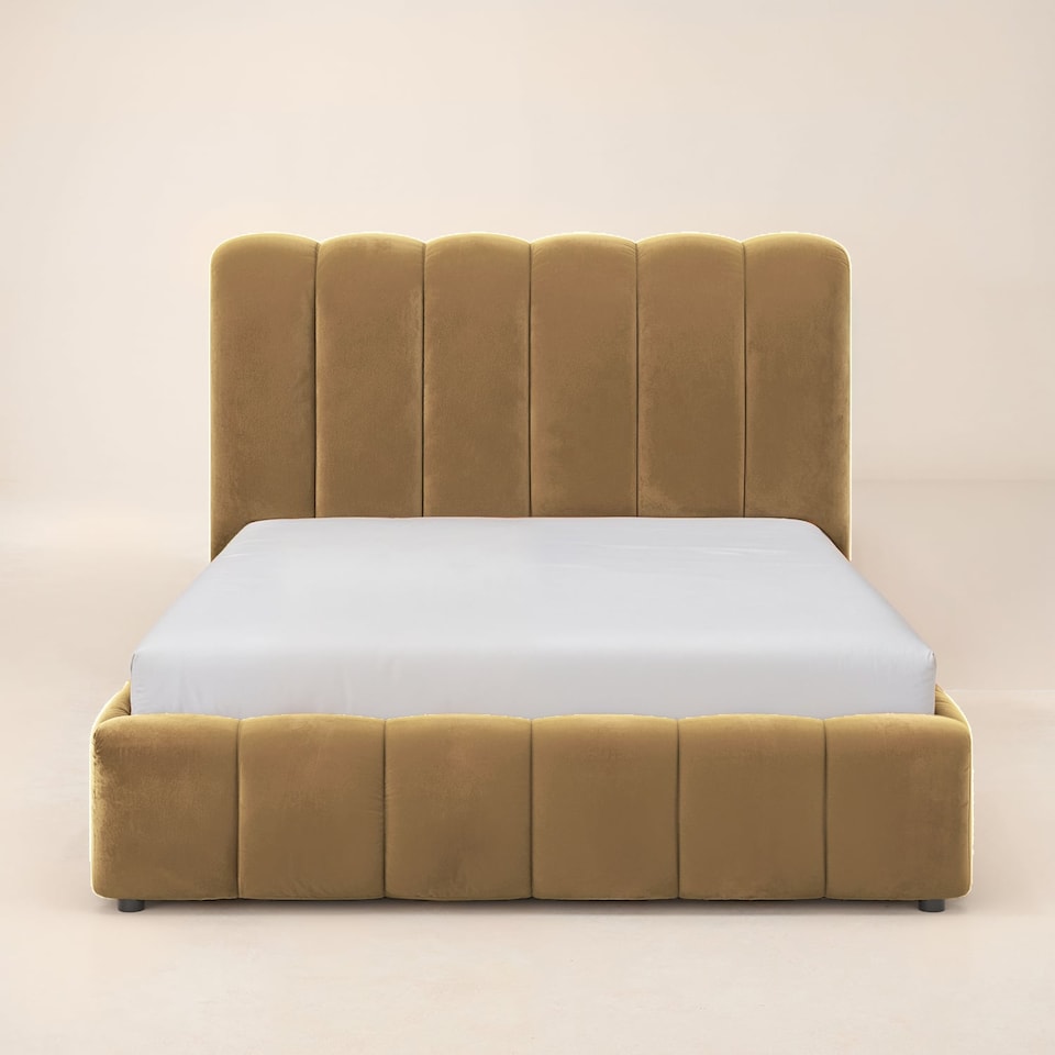 image 1 of SOLACE+CO Emilie Ribbed Ottoman Kingsize Bed Mocha Velvet
