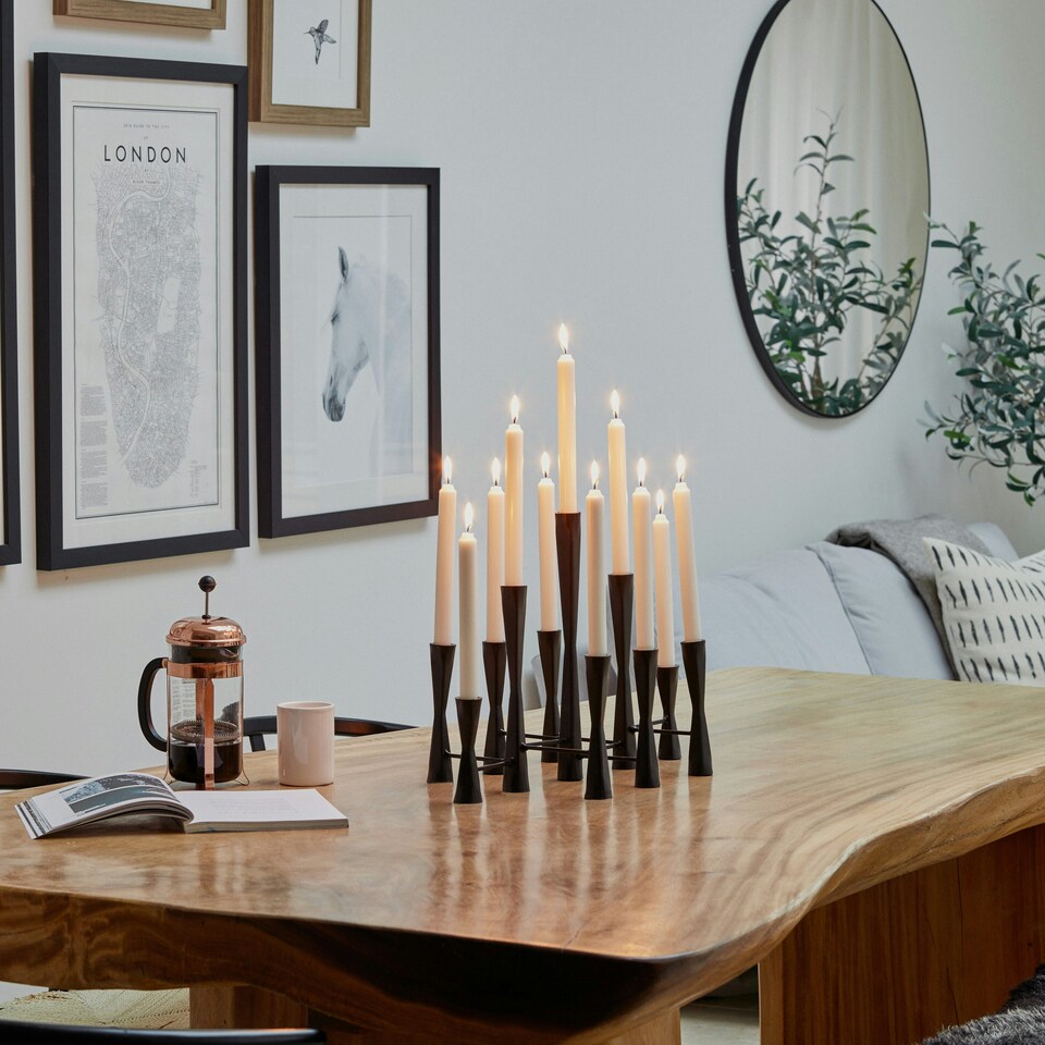 image 1 of Parker 11 Piece Candle Centerpiece - Mild Steel - L27 x W51.5 x H42 cm - Black | Black | 1