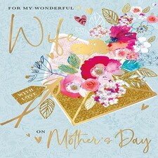Words 'n' Wishes Mother's Day Card to my Wife on Mother's Day, 23.5 x 16.5 cms, Multi-coloured